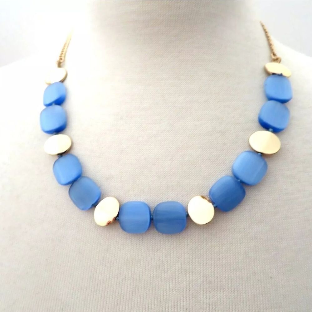 TALBOTS BLUE/GOLD NECKLACE 18-21"   NWOT